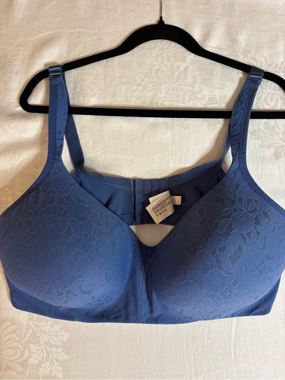 VOGLIO 44DD Blue Floral Wireless Bra Full Coverage Plus Size Comfot